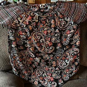 Women’s Navy blue with multi color design blouse